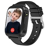 LITEYPP Smartwatch Kinder, 4G Kinder Smartwatch mit GPS und Telefon, Kinderuhren, WLAN, SOS, Wecker, Schulmodus, Wasserdicht, Geschenke für Jungen Mädchen, Armbanduhr Kinder Junge(Schwarz)