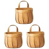 Alipis 3 Stk Korb rustikale wandkörbe dörrobst spielsachen die bescherung geschenkkörbe toy Gestell Rattan Schüssel Scheffel hochzeitsdeko diverse Körbe Blumenbehälter hölzern Khaki