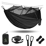 Grassman Hängematte Outdoor mit Moskitonetz für 2 Personen Tragbare, Ultraleichte Reise Camping Hängematte mit Befestigungs-Set Doppelhängematte für Trekking Radtour Angeln Garten Strand, 300x200cm