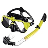 BXLYUJTY Tauchmaske Vollgesichts-Tauchmaske Schnorchel Scuba Schwimmen Trockenschnorchelset Freier Atem Verstellbarer Riemen und Schnallen Professionelle Tauchmaske