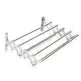 HIJNXG Klappbarer Wäscheständer Wandmontage, Wandmontiertes Wäschetrockengestell mit 7 Stangen, Edelstahl Handtuchhalter Wand Tragfähigkeit bis 40kg für Bad/Balkon, 31,5×80×14,5 cm