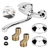 Wasserhahn Wandmontage, Küchenarmatur Wandmontage 360° Drehbar Wandarmatur Küche Kalt und Heiß Einhebelmischer Waschtischarmatur Schwenkarm 18CM