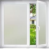 Haton Fensterfolie Blickdicht Milchglasfolie Sichtschutzfolie Fenster Selbsthaftend, Selbstklebend Sichtschutz ohne Kleber Statisch Haftend Blickschutz Klebefolie Für Bad Büro 44.5 x 200 cm