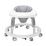 Baby Lauflernhilfe, One-Touch Folding Baby Walker, Lauflernwagen Anti-Roll 8-Rad-Rundfahrwerk, 7-Gang höhenverstellbar, Anti-Collision mit Bremse für von 6-18M (Hellgrau)