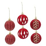 SKISUNO 6 Stück Weihnachtskugeln Zum Aufhängen Beflockt Christbaumschmuck Dekorative Kugelanhänger Für Festliche Stimmung Im Innenbereich