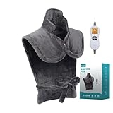 Ruqiji Heizkissen für Nacken, Schultern und Rücken, 66 x 88,9 cm, mit 12 Temperatureinstellungen, Schmerzlinderung für Rücken, Nacken, Schultern, Menstruationsschmerzen, Weihnachtsgeschenke für Frauen