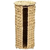 HMF Toilettenpapier Aufbewahrung geflochten aus nachhaltiger Wasserhyazinthe, Klopapierhalter stehend | 3 WC Rollen | 35,5 x 17 cm