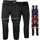 Motorradhose Herren mit 2CE Protektoren - Winddicht Biker Quad textil Hosen - Wash- & Abnehmbar Thermo-Futter, Kombi-Reißverschluss, Elastischer Bund - aus 4 Schichten & 2 Zipper Taschen Schwarz - 52