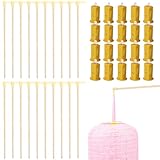 WIYETY Laternenstab mit LED: 20 Pcs Laternenstab Hölzern mit 20 Pcs Docht Warme Farbe, 26.5 × 0.6CM Laternenstab Kinder, Laternenlicht für Kinderpartys, St Martin, Halloween, Martinsumzüge