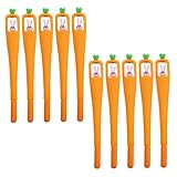 Alipis 10 Stück Kugelschreiber mit Niedlichem Cartoon kaninchen und Karottenmotiv Schwarze Schreibstifte Glatte Tintenroller für Schule Büro und Alltag Tragbar mit Schützendem