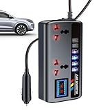 Konverter für Fahrzeug – Auto-Konverter 12 V/24 V auf 220 V | 2 AC-Ausgänge, Auto-Stecker-Adapter, Steckdose, 3 USB-Anschlüsse, für Luftkompressor, Laptop, Fahrzeuge, Camping, Roadtrip
