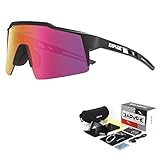 KAPVOE Polarisiert Fahrradbrille mit 4 wechselgläser TR90 Rahmen für Herren Damen Sport Radfahren MTB Sportsonnenbrille Radbrille Sportbrille Fahren Angeln Baseball Laufen CE Zertifiziert 02