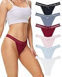 Levao 6 Baumwolle String Tanga Damen Spitze Unterhosen V-Taille Atmungsaktiv Unterwäsche Strings Thong Frauen Tangas Mehrpack S-XL