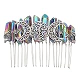 OSALADI Haarkamm mit Drei Monde Muster Handgefertigter Steckkamm aus Natürlichem Kristall 20 zahn Haarschmuck für Damen und Mädchen Brautschmuck für Hochzeit und Selbstgemacht Frisuren