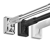 Verstellbare Duschvorhangstange ohne Bohren L-förmige Teleskopstange aus Edelstahl mit Haken, perfekt für Eckbadezimmer