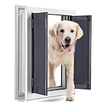 MIDUOLAI Hundeklappe für große Hunde, Aluminium Haustierklappe Mit Paneelen, HundetüR Mit Automatisch SchließEnden Magnetklappen, Einschiebbares Paneel & SicherheitsschlöSser,Silber,54 * 41cm