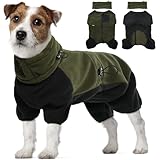 Wintermantel Hund Mittelgroß, Hundejacke Winter Warm Schneeanzug Hund Strickpullover Hundemantel mit Bauchschutz Hunde Outfit Winter(Armeegrün, M)