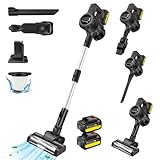 VickyHome Akku Staubsauger 65Min, Staubsauger Kabellos Selbstladender mit Anti Tangle Bürste, Vacuum Cleaner HEPA Schicht-Filtration, Ultraleise, für Tierhaare/Teppiche/Hartböden/Auto