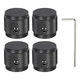 QUARKZMAN Aluminium Potentiometer Knobs 6mm Gitarrenregler Knöpfe 1/4' Schaft für Gitarre, Bass, Lautstärkeregelung 17mm/0.67' Durchmesser Schwarz Packung mit 4 (mit Un-Schlüssel)