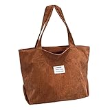 Brief Patch Dekor Cord Shopper Tasche Damen Umhängetaschen Damen Handtasche Student Bag Mit Vielen Taschen (Brown-a, One Size)