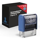 stempel-fabrik – Imprint 11 Stempel mit Wunschtext personalisieren – selbstfärbender Stempel als Namensstempel, Adressstempel, Firmenstempel & Co zu verwenden (37 x 14 mm | 4 Zeilen)