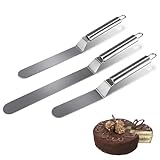 MAEXUS 3 Stück Winkelpalette Edelstahl Set, Tortenmesser, Multifunktional Tortenspachtel, Zuckergussspatel, Streichpalette für Torten 6/8/10in, Torten Zubehör, Für Gebäck, Backen, Kuchendekoration