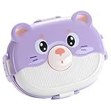 Rosqmor Brotdose Kinder mit Fächern, Cartoon Lunchbox Auslaufsichere mit Besteck und Soßenbeutel, Bento Box Jausenbox 1350ml für Schule und Picknick, Niedlich Brotzeitbox Kinder für Mikrowelle (Lila)
