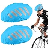 LGZIN 2 Stück Regenschutz für Fahrradhelm, Fahrradhelm Regenüberzug, Reflektierend Helmüberzug, Winddichter Regenüberzug, Reflektierende Fahrrad Regenhaube für Ausflüge Reisen und Fahrten