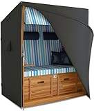 REVALA Strandkorb Schutzhülle [M 120cm] Winterfest und UV-beständig, 600D Oxford, Strandkorbhülle Wasserdicht + Tasche, 120x80x160cm BxTxH, schwarz