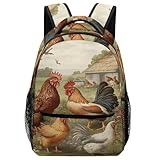 SKTNBM Rucksack für Männer und Frauen, Hühner und Bauernhof-Druck, stilvolle Rucksäcke, Business-Reiserucksack, Unisex, multifunktionale Rucksäcke, Schwarz, Einheitsgröße, Rucksack, Rucksäcke