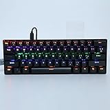 RGB Mechanische Gaming-Tastatur, 61 Tasten USB TypeC Mini Tragbare Kompakte LED Hintergrundbeleuchtung Tastatur, mit blauem Schalter, für Win/Mac/Gaming