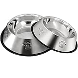 2 Stück Edelstahl Hundenapf,Napf Katze, rutschfeste Haustier Schüssel/Futternapf (XS-15 cm)