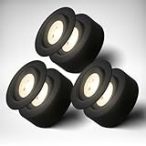 B.K.Licht - 3er Set 2 in 1 LED Aufbauspots und Einbaustrahler schwenkbar, warmweißes Licht, flach, Deckenspots, LED Spots 230V, Einbauleuchten, Einbauspots LED, 68mm Lochmass, 93x30mm (DxH), Schwarz