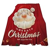 cfpqv Christmas Themed Flannel Sofa Blanket: Digitally Printed Cozy Blanket for A Festive Atmosphere and Comfortable Home Experience Decke Sofa Schwarz (Red, One Size)