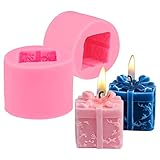 Demarsen 2 Stück Silikon-Kerzenformen,3D Geschenkbox Kerzenform,DIY Kerzengießform, Silikon Kerzenformen zum Gießen als Heimdekorationen Bastel Ornamente