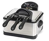 Bestron XL Öl-Fritteuse mit 3 Frittierkörben, inkl. Kaltzonentechnologie & herausnehmbaren Ölbehälter, 4 Liter, spülmaschinengeeignet, 2000 W, Edelstahl, Farbe: silber