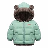 Natashas Baby Kinder Winterjacke Mantel mit Kapuze Jacke Warm Baby Niedlich Plüsch Bärenohren Jungen Mädchen Baumwolljacke（Grün, 104-110）