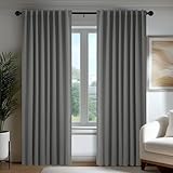 Deconovo Verdunkelungsvorhänge Blickdichte Gardinen mit Kräuselband Schlaufen Vorhang 3-in-1 Thermo Vorhänge gegen Hitze Curtains für Wohnzimmer Schlafzimmer, H180 x B140 cm, Hellgrau, 2er Set