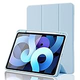 Hülle Kompatibel mit iPad Air 6 11 Zoll M2 2024/iPad Air 5 2022/ Air 4 2020 10,9 Zoll mit Stifthalter, Trifold Ständer Schutzhülle Unterstützt 2.Gen iPencil Aufladen, Auto Schlafen/Wachen, Hellblau