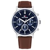 Tommy Hilfiger Multi Zifferblatt Quarz Uhr für Herren mit Braunes Lederarmband - 1710585