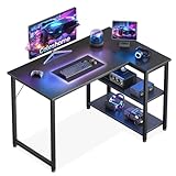 Coleshome Gaming Tisch, 100x70cm Eckschreibtisch mit umkehrbarem Ablagefach, Platzsparender L-förmiger Schreibtisch, Geeignet für Gaming Schreibtisch in Familienecken, Schwarz