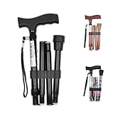 PEPE Mobility - Gehstock Klappbar Herren, Spazierstock Damen Höhenverstellbar, Senioren Aluminium, Faltbarer (Schwarz)