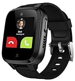 XPLORA Kidzi - Telefon Uhr für Kinder (mit SIM-Karte) 4G, Anrufe, Nachrichten, Schulmodus, SOS-Funktion, GPS, Kamera, Schrittzähler - inkl kostenlosem Tarif-Vertrag für 3 Mon. (SCHWARZ)