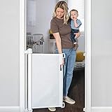 YOOFOR Treppenschutzgitter Ausziehbare für Baby und Haustier, 0-140 cm, 85 cm Hoch Baby Absperrgitter Treppenschutzrollo, Geräuschlose, Einhändig Bedienbar, Geeignet für Treppen/Türen/Flure Grau