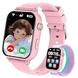 Smartwatch Kinder GPS und Telefon, 4G Uhr Smart Watch Kids mit Videoanruf, Anruffunktion, Voice Chat, WiFi SOS Spiel Wecker Schulmodus, Geschenk Kinderuhr für Kinder Jungen Mädchen 4-12 Jahren, Rosa
