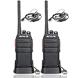 Retevis RT24 Walkie Talkie PMR446 Lizenzfreies, Professionelles Funkgerät mit Großer Reichweite und Freisprech-Walkie-Talkies für Erwachsene mit Ohrhörern und USB-Ladegerät (Schwarz, 1 Paar)