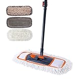 CLEANHOME Bodenwischer Set mit 3 Waschbare Fasermopp-Pads und Ausziehbaren Langen Stiel（112-140CM）, Wischmopp for Hardwood,Marble,Tile Floor Mopping