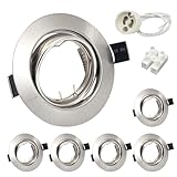 Wondlumi 6er Set LED Einbaustrahler Rahmen GU10 Einbauleuchten Schwenkbar LED Spots 230V Edelstahl Gebürstet Einbauspots Rund Deckenspots inkl. Fassung für GU10 Brine