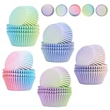 LWMTT 500 Stück Muffinförmchen Papier Mini Muffins Papierförmchen 5 Farbe Muffins Papierförmchen Lebensmittelqualität Verlauf Design Cupcake-Förmchen für Backen, Dessert, Party, Geburtstag, Hochzeit