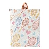 Decke mit Tennisschlägern und Herzen, Geschenke für Frauen und Mädchen, weich, warm, leicht, gemütlich, Plüsch, Sportspiel, Überwurf, Decken für Schlafzimmer, Wohnzimmer, Sofa, Heimdekoration, 203,2 x